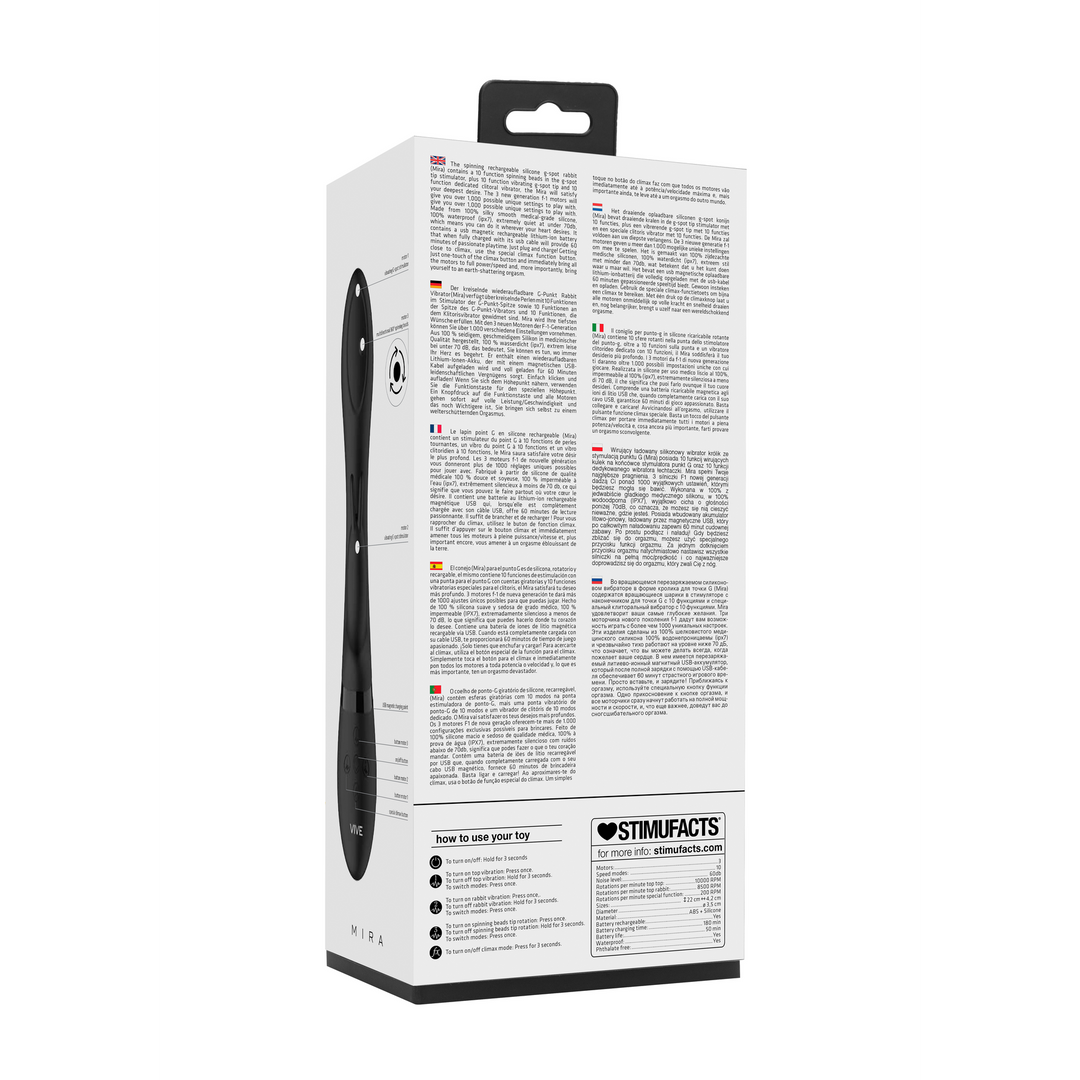 Mira - Spinning G-spot Konijn - Zwart - Afbeelding 3