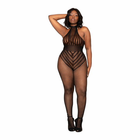 Visnet Bodystocking Teddy - Plus Size - Zwart