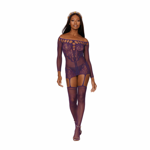 Garter Dress Diamond - One Size - Aubergine