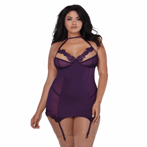 Microfiber and Mesh Garter Slip - Plus Size