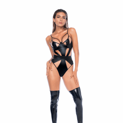 Bodysuit - XL - Glanzend Zwart