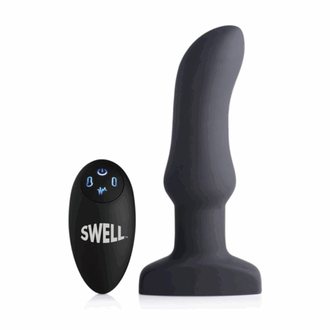 Opblaasbare Gebogen Vibrerende Siliconen Butt Plug