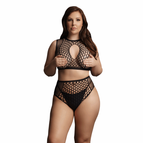 Duo Net Key-Hole Bh Set - Plus Size