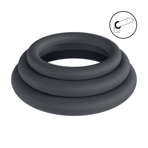 Classic Silicone Cockring Set van 3 - XS/S/M - Zwart
