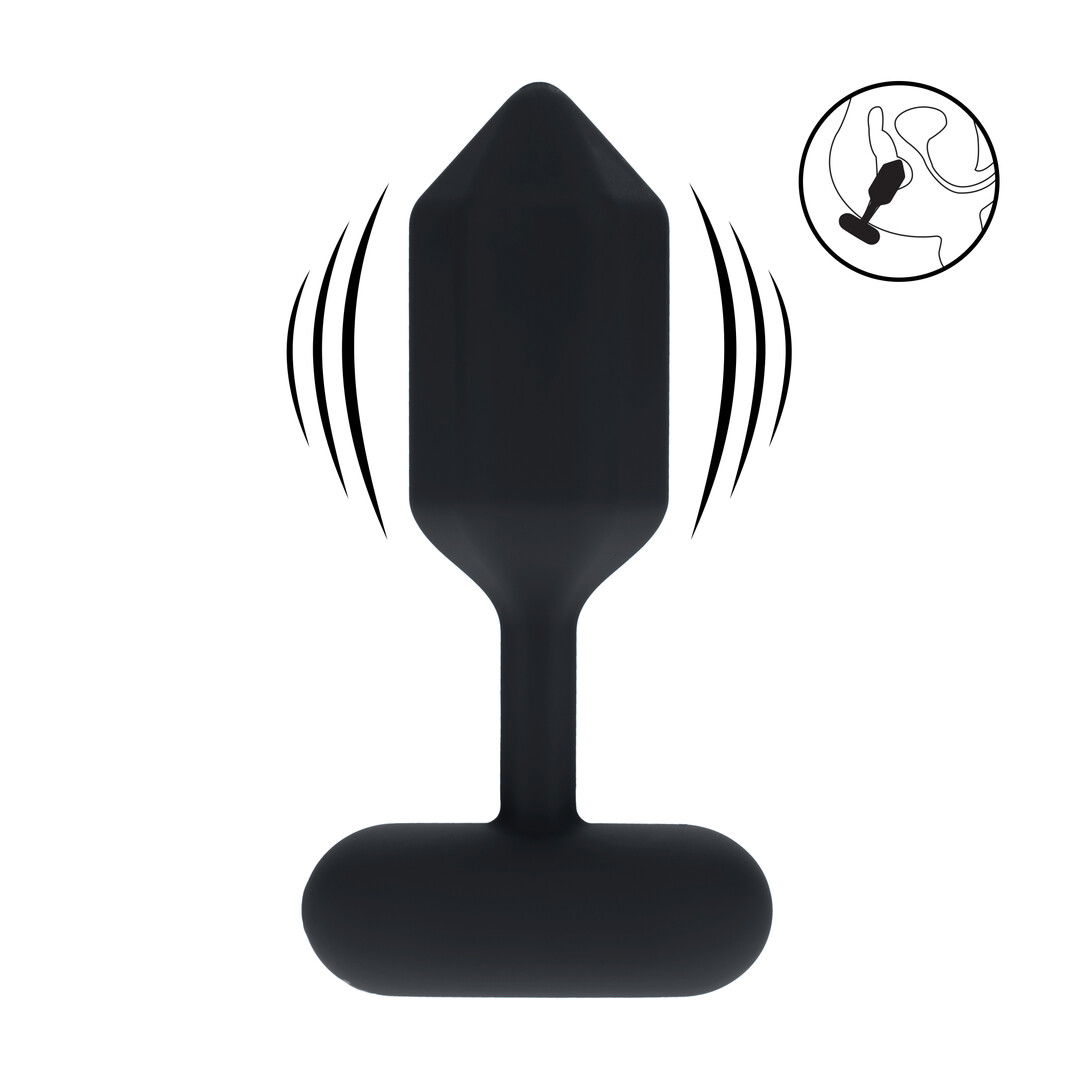 Hexagonale Vibrerende Siliconen Anale Plug - M - Zwart