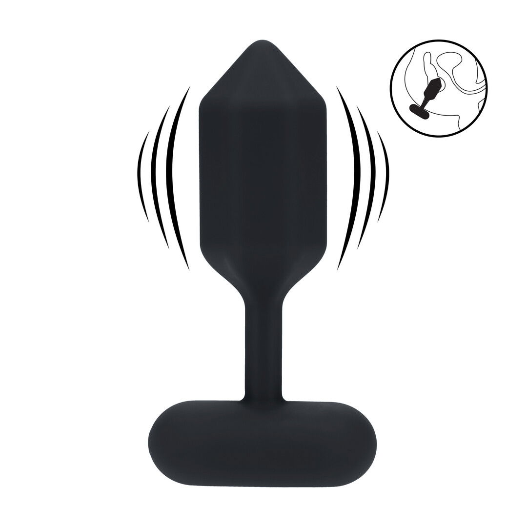 Hexagonale Vibrerende Siliconen Anale Plug - L - Zwart