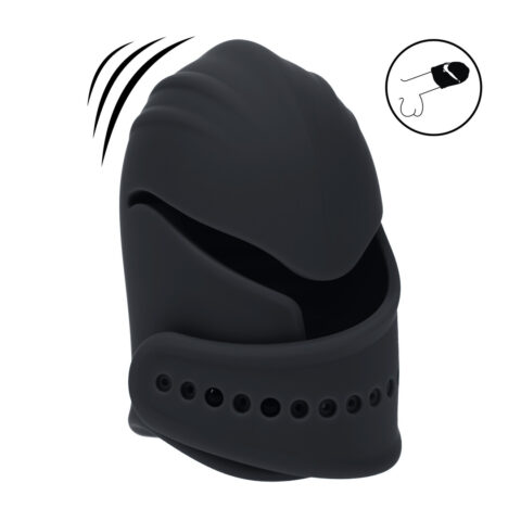 Verstelbare Vibrerende Siliconen Penis Hoofd Stimulator - Zwart