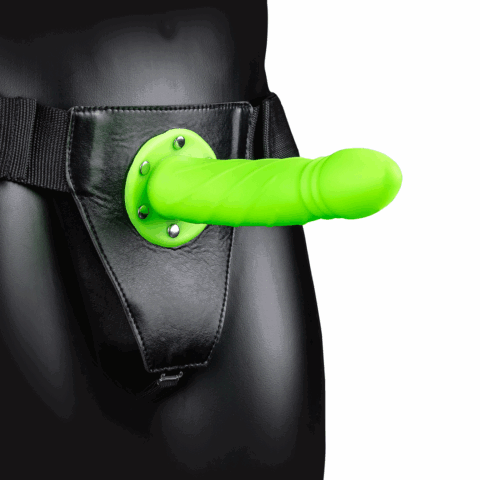Glow in the Dark Twisted Hollow Strap-On - 8 / 20 cm - Neon Groen