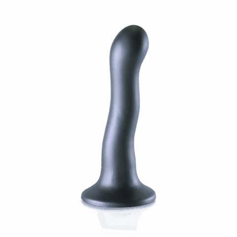 Ultra Soft Silicone Curvy G-Spot Dildo - 7'' / 17 cm - Gunmetal