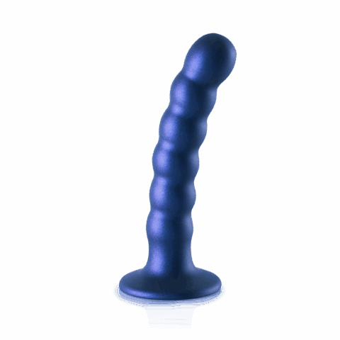 Beaded Silicone G-Spot Dildo - 5'' / 13 cm - Metallic Blauw