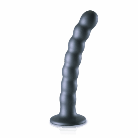 Beaded Silicone G-Spot Dildo - 6.5'' / 16,5 cm - Gunmetal