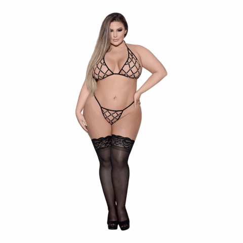 Orthia - Sexy Imitatie Net Set met Beha en G-String - 2X