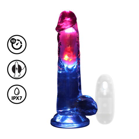LED Vibrerende Rechte Penis met Ballen - 20 cm - Transparant