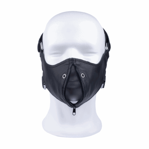Leren Masker met Rits - Zwart
