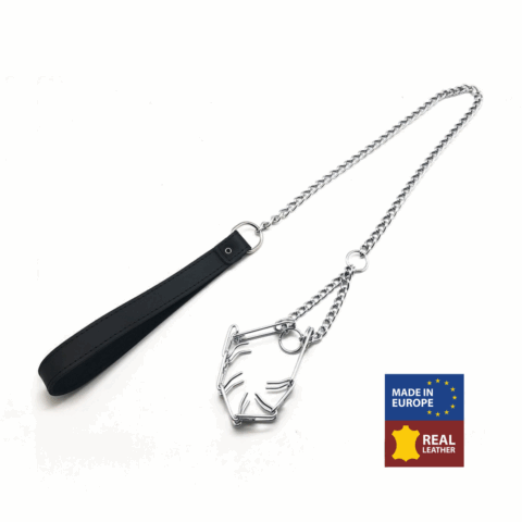 Leiband met Choker voor Penis - Zwart/Zilver