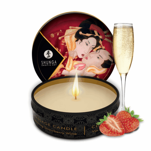 Mini Massage Kaars - Aardbei Sprankelende Wijn - 1 oz / 30 ml
