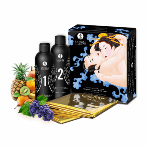 Body to Body Massage - Exotische Vruchten - 2 Stuks van 7,6 fl / 225 ml