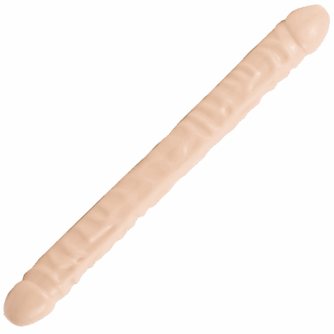 Geaderde Dubbele Kop - Dildo met Dubbele Einden - 18 / 45 cm