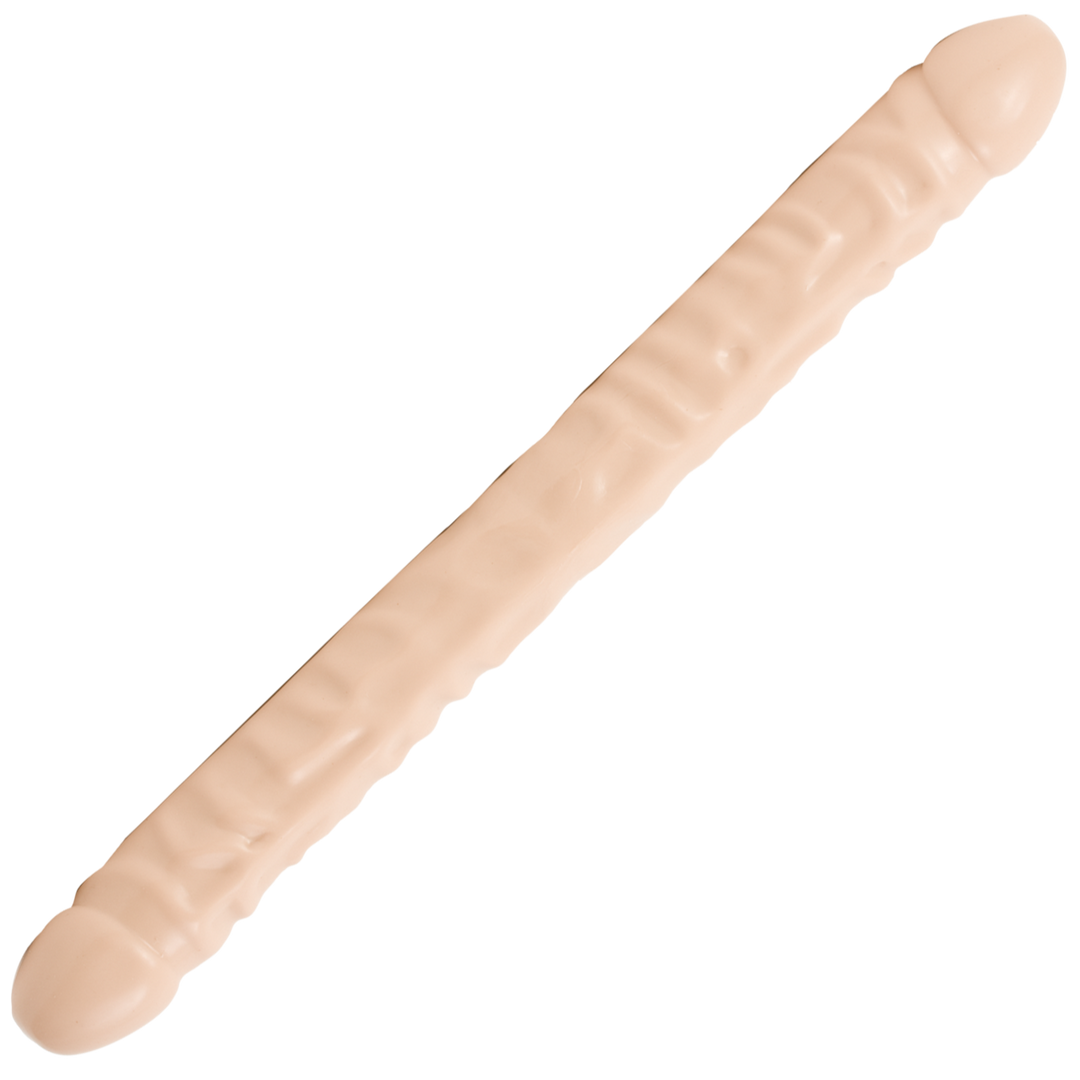Geaderde Dubbele Kop - Dildo met Dubbele Einden - 18 / 45 cm