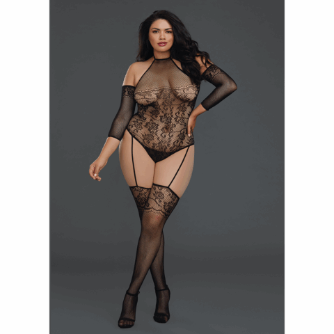 Fishnet Teddy Bodystocking - Plus Size