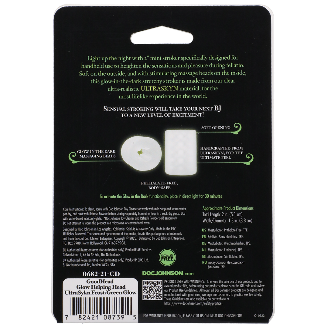 Glow Helping Head - Masturbator Sleeve - Frost / Groen Gloed - Afbeelding 3