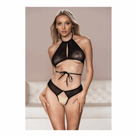 Marley - Peekaboo en Panty - S/M - Zwart