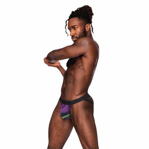 Strappy Jock met Zwarte Cockring - S/M - Galactische Swirl