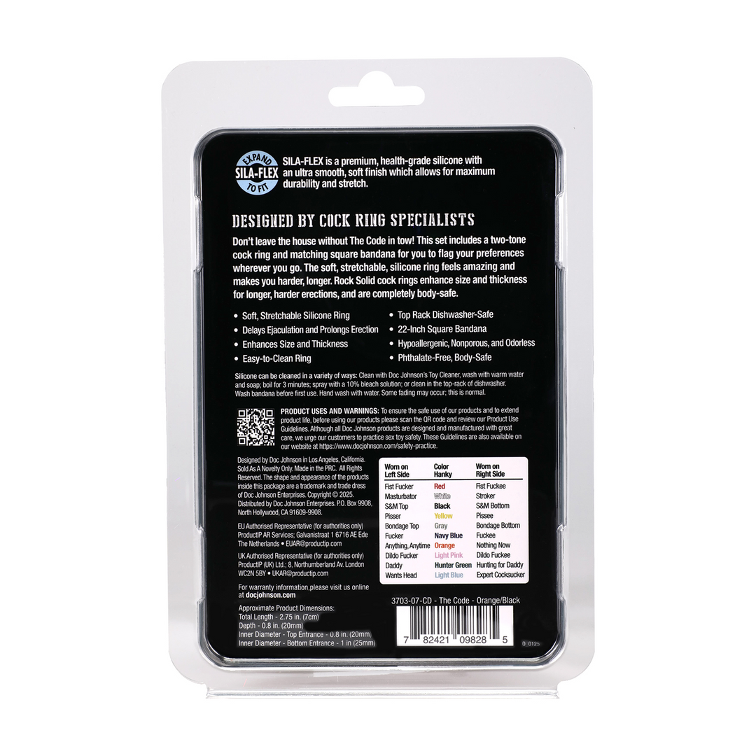 The Code - Siliconen Cockring met Bandana - Oranje - Afbeelding 3