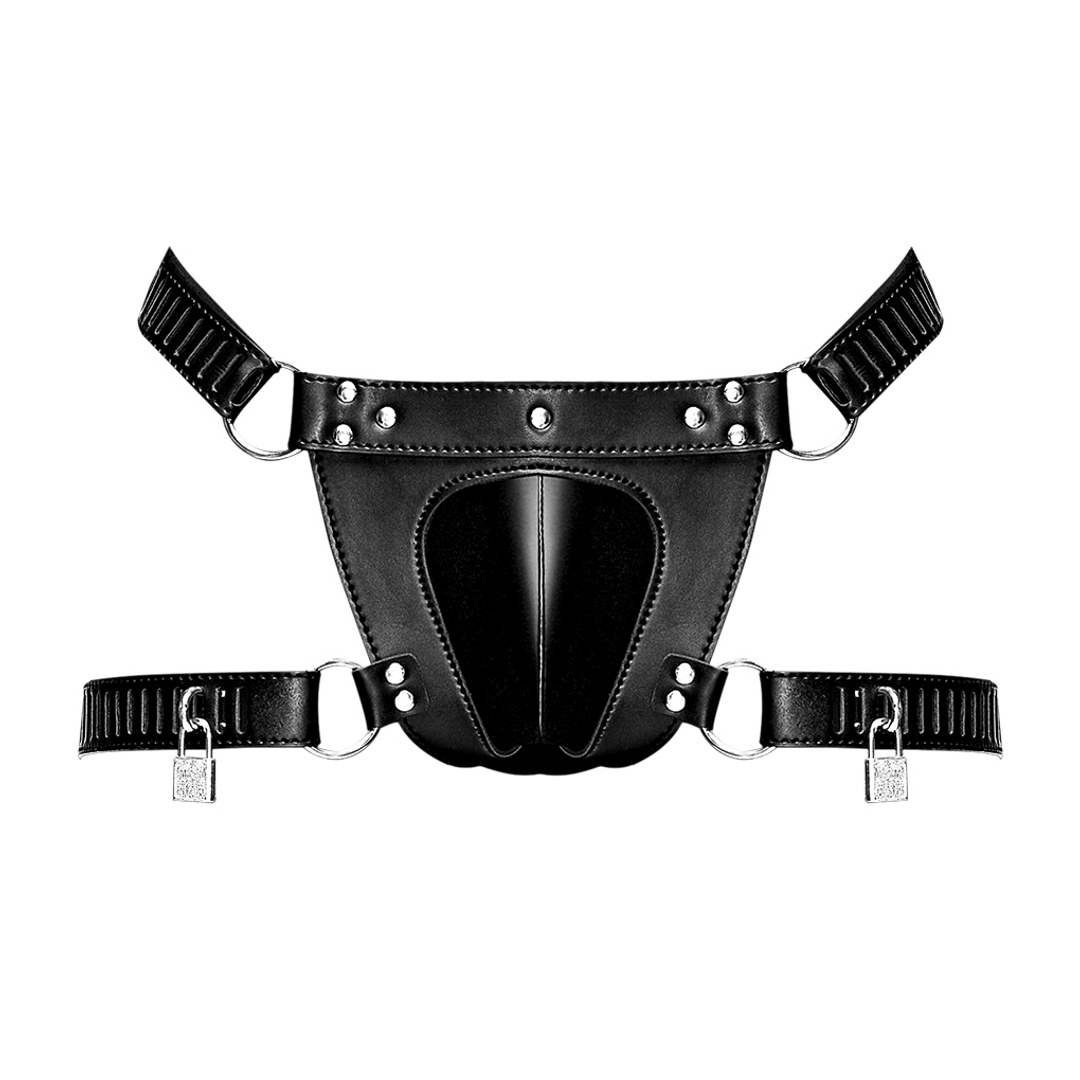Scorpio - Imitatieleren Chastity Thong - One Size - Zwart - Afbeelding 3