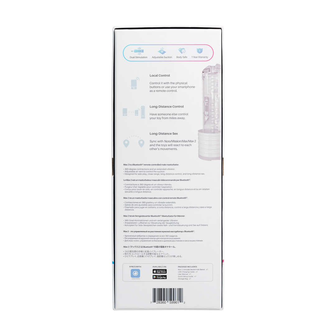 Max 2 - Bluetooth App-gestuurde Mannenmasturbator - Wit - Afbeelding 3