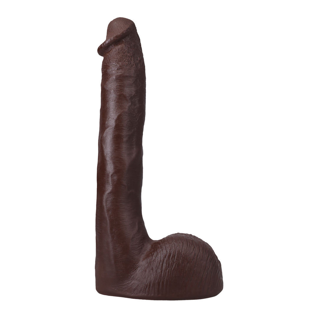 Druk - Realistische ULTRASKYN Dildo - 10 / 25 cm - Chocolade - Afbeelding 3