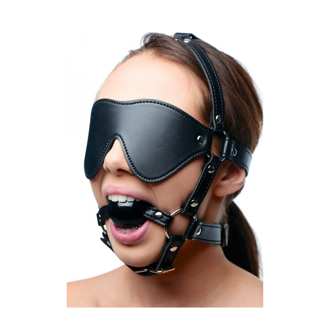 Oogmasker met Ballgag Harness - Afbeelding 3