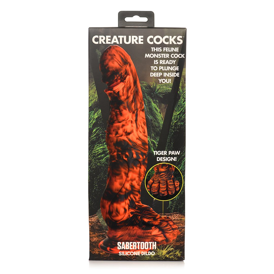 Sabretooth - Silicone Dildo - Oranje/Zwart - Afbeelding 3