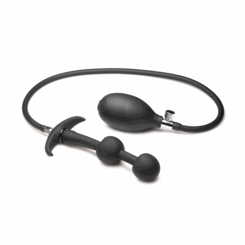 Ass Rattler - Gewogen Opblaasbare Siliconen Anale Plug - Zwart