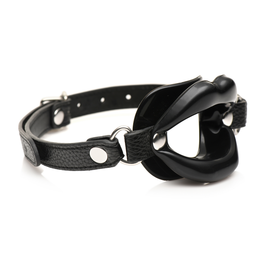 Juicy Lips - Siliconen Open Mond Gag - Zwart
