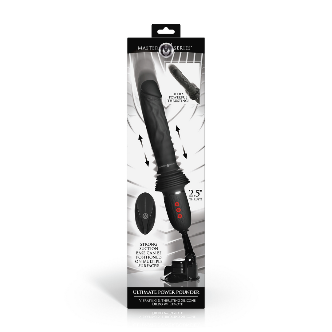 Ultimate Power Pounder - Vibrerende en Duwende Siliconen Dildo met Afstandsbediening - Zwart - Afbeelding 3