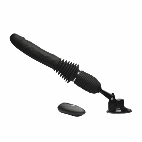Ultimate Power Pounder - Vibrerende en Duwende Siliconen Dildo met Afstandsbediening - Zwart