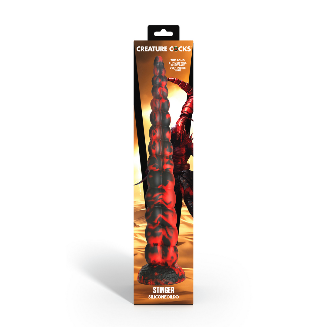 Stinger - Siliconen Dildo - Rood/Zwart - Afbeelding 3