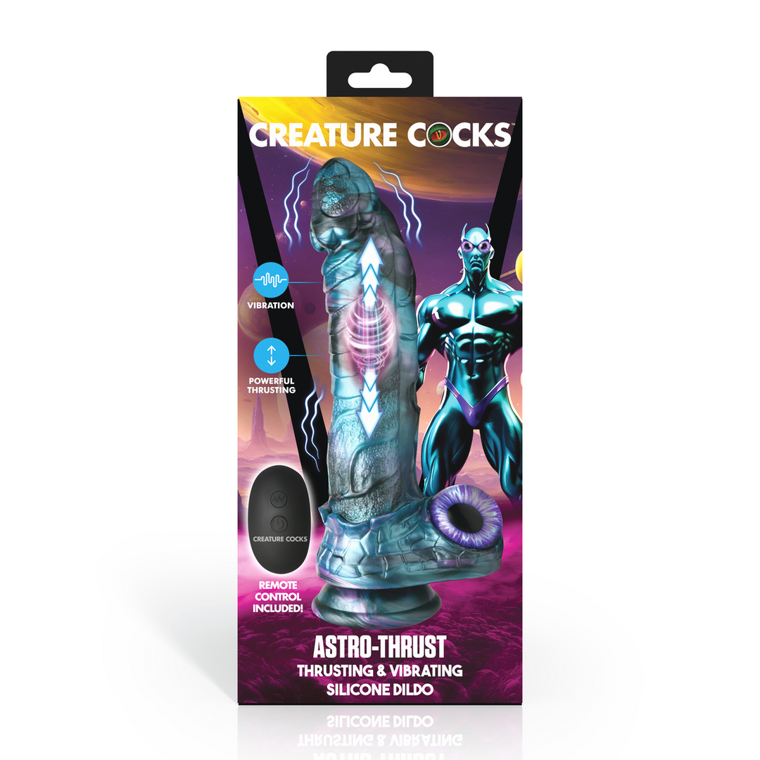Astro-Thrust - Duwende en Vibrerende Siliconen Dildo - Blauw/Paarse - Afbeelding 3