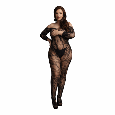 Kanten Mouwen Bodystocking - Plus Size