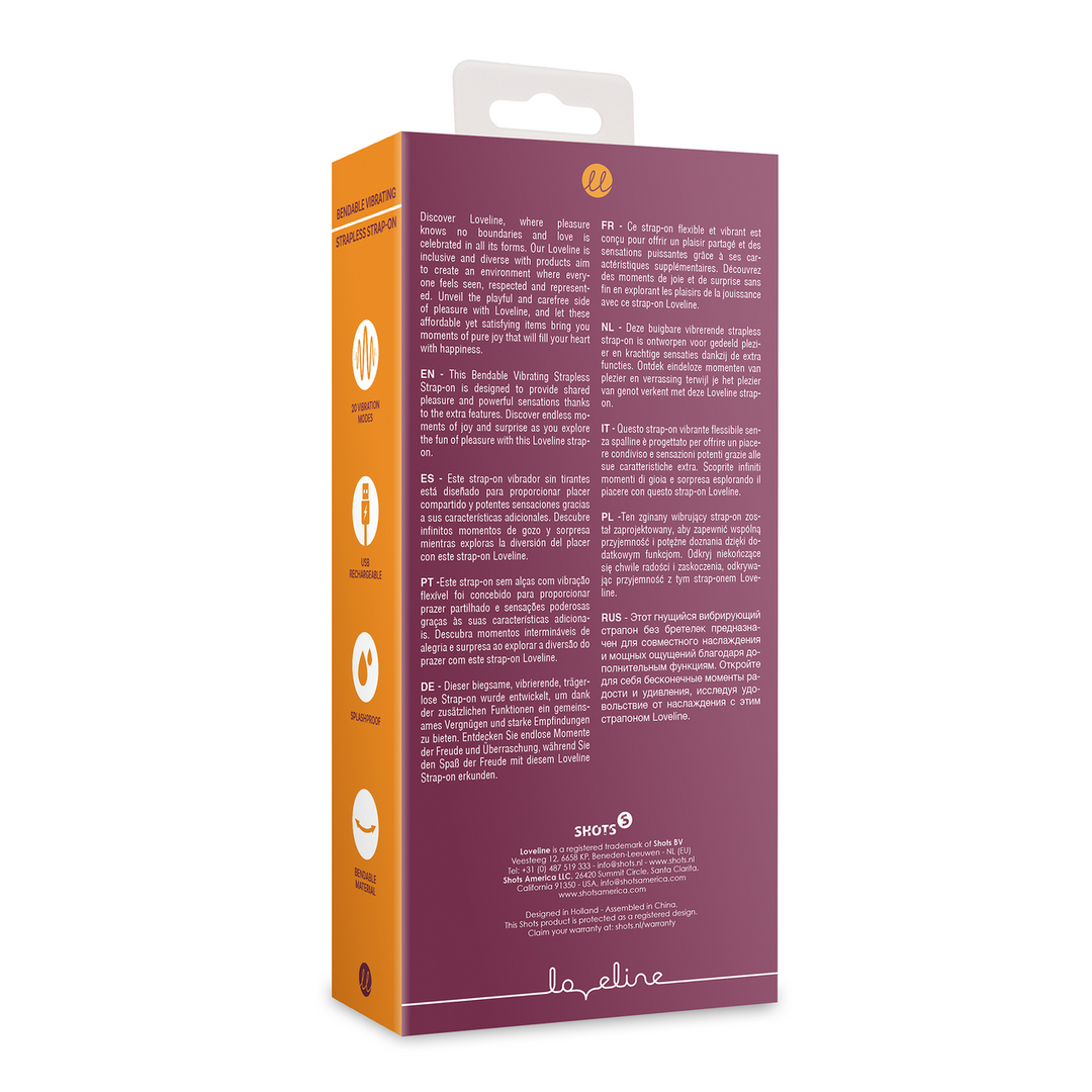 Buigbare Vibrerende Strapless Strap-on - Merlot Druif - Afbeelding 3