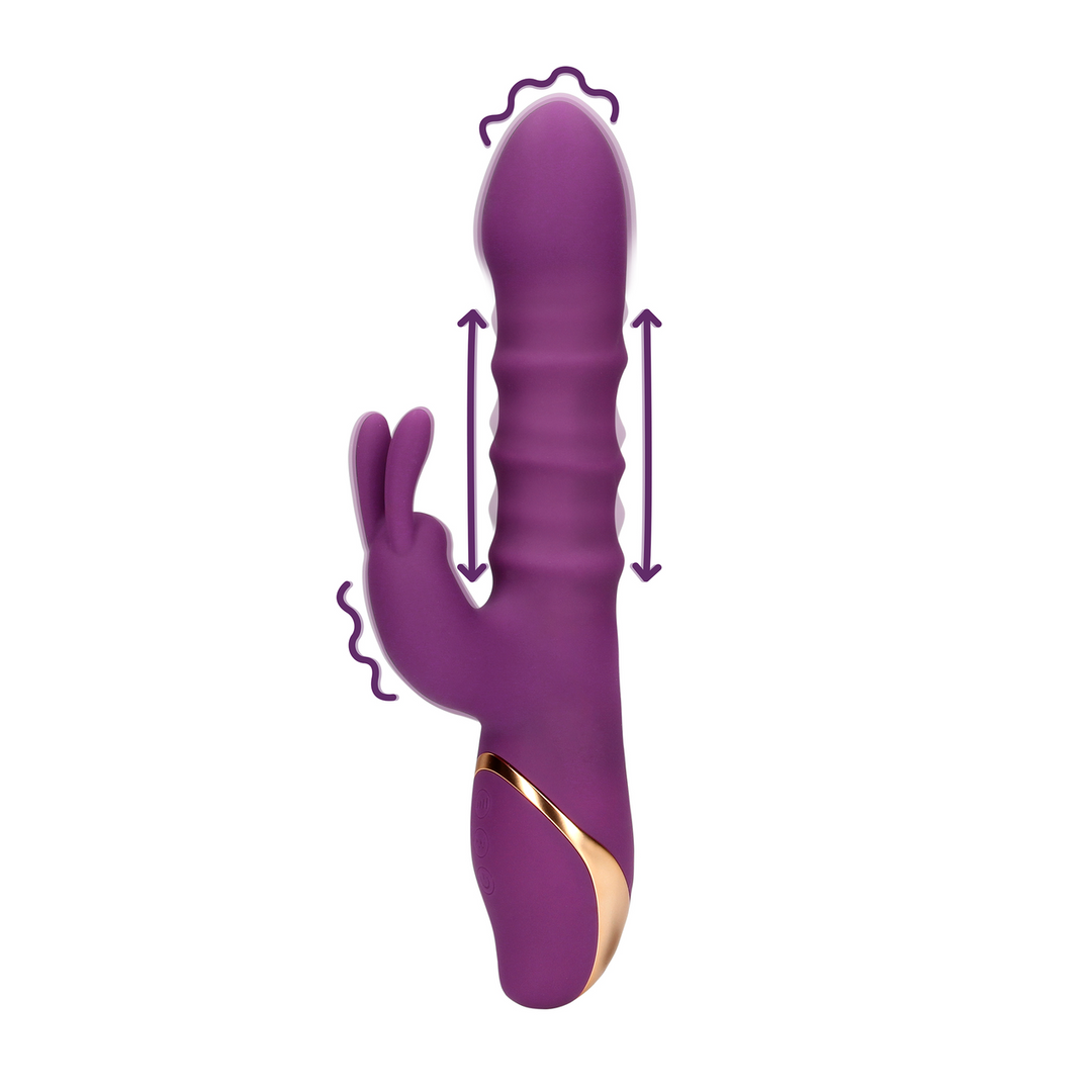 3 Op-en-Neer Bewegende Ringen Vibrator - Orchidee Paars