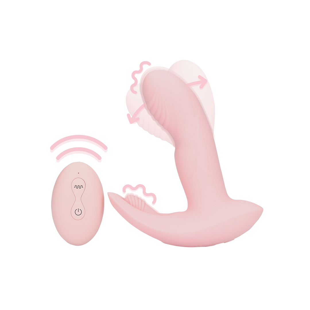 Draagbare Vinger Beweging Vibrator met Afstandsbediening - Cherry Chiffon