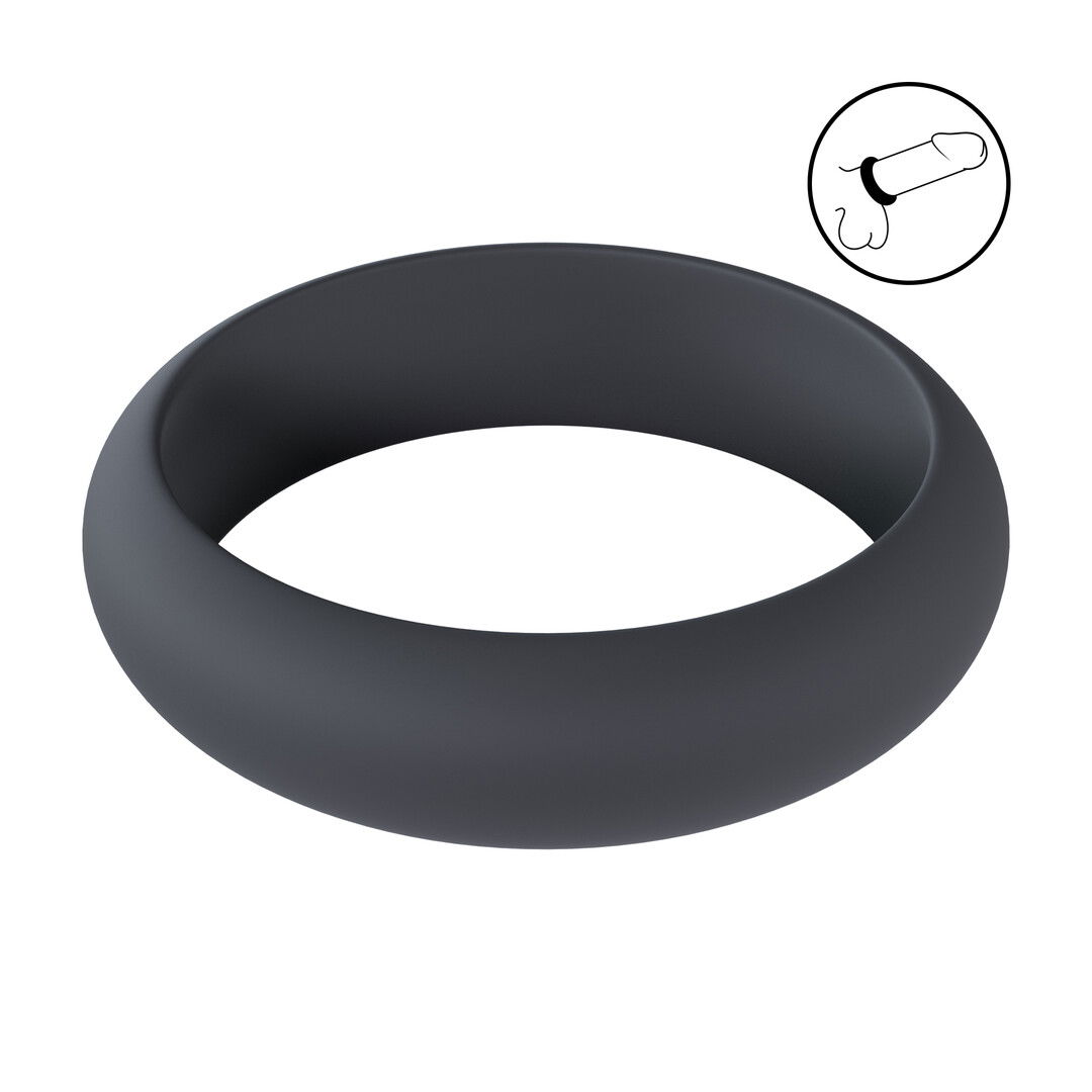 Wide O Silicone Cockring - L - 42mm - Zwart