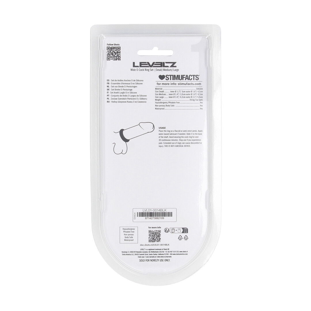 Wide O Siliconen Cockring Set van 3 - S/M/L - Zwart - Afbeelding 3