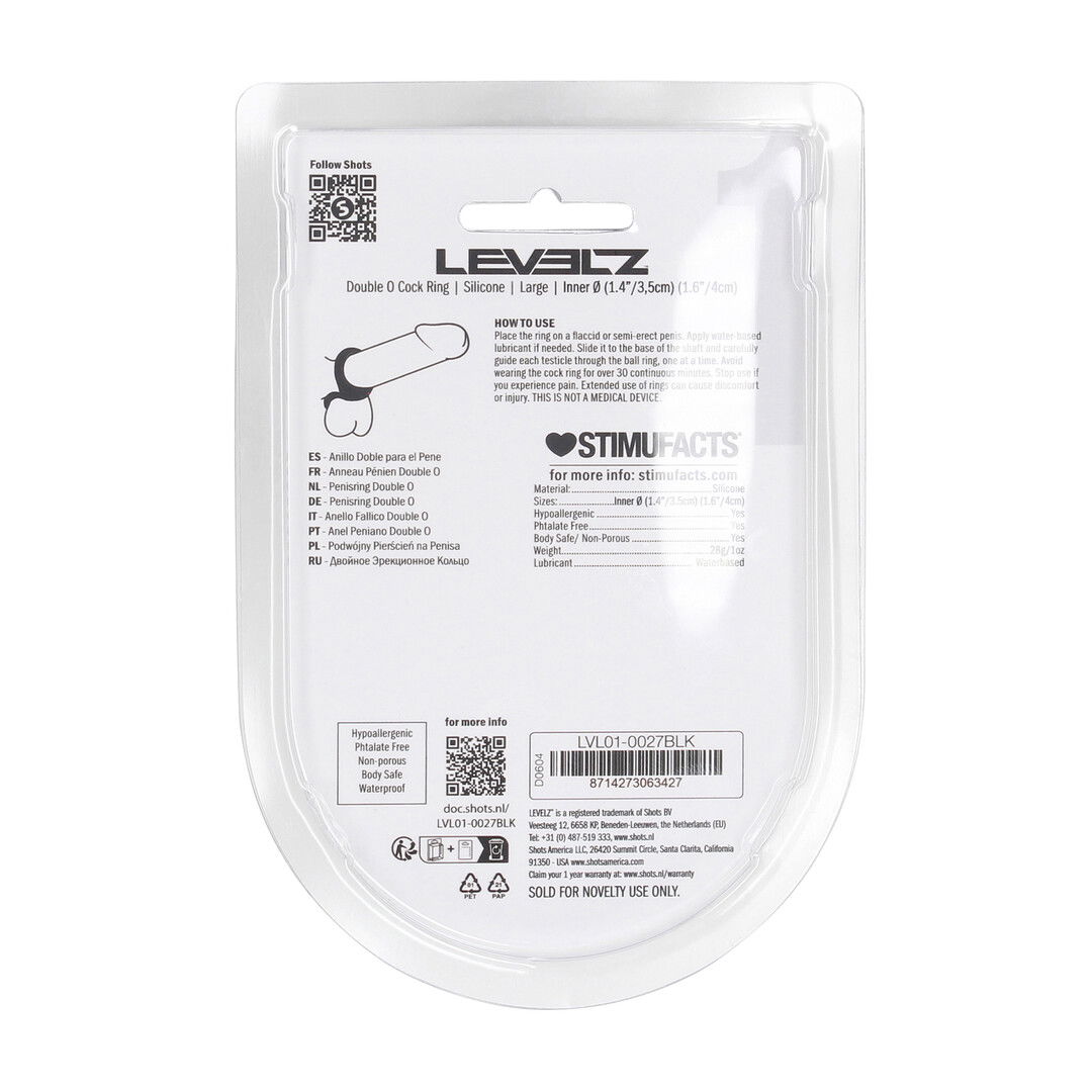 Double O Siliconen Cockring - L - Zwart - Afbeelding 3