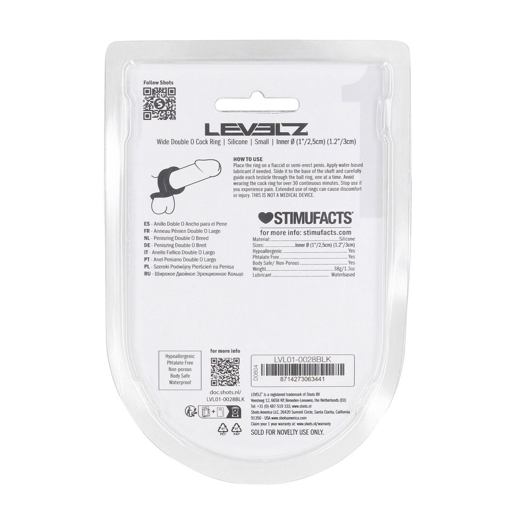Brede Dubbele O Siliconen Cockring - S - Zwart - Afbeelding 3