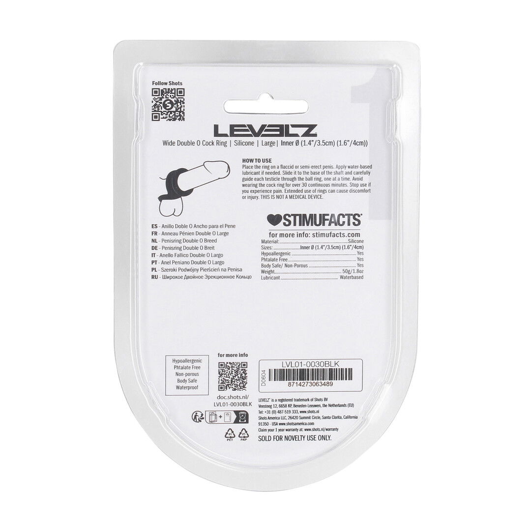Brede Dubbele O Siliconen Cockring - L - Zwart - Afbeelding 3