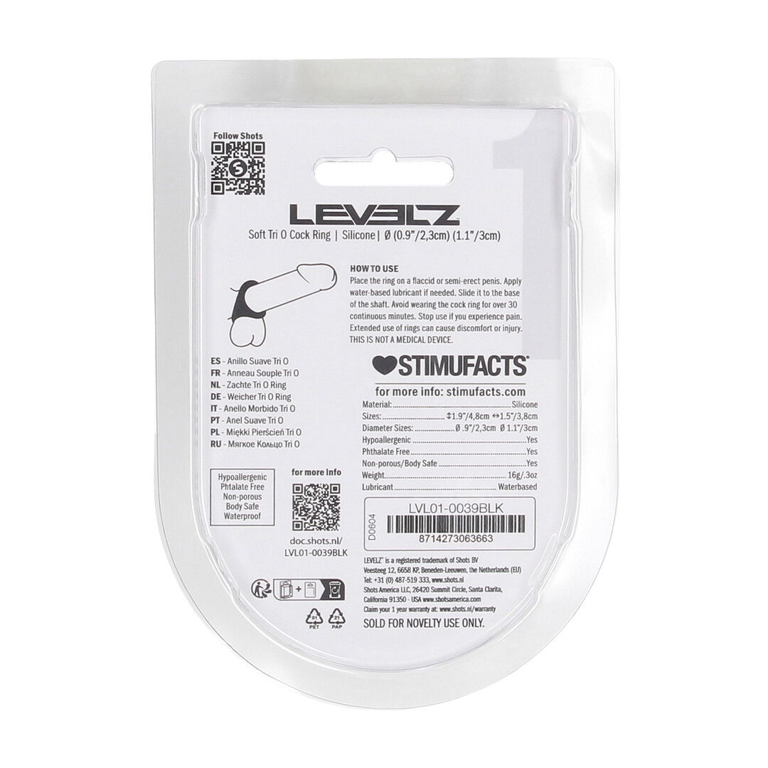 Zachte Tri O Siliconen Cockring - Zwart - Afbeelding 3