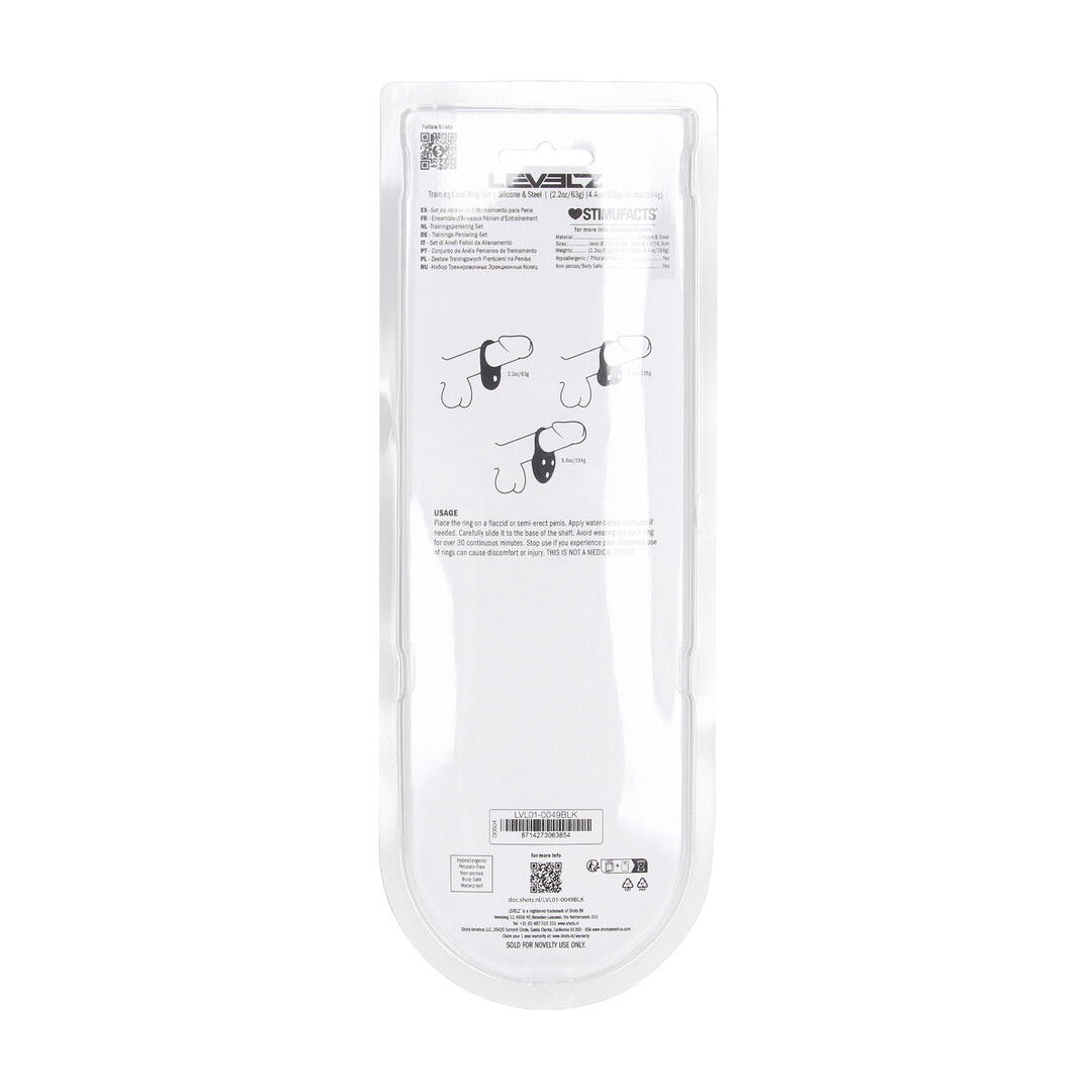 Siliconen Trainings Cockring Set van 3 - S/M/L - Zwart - Afbeelding 3